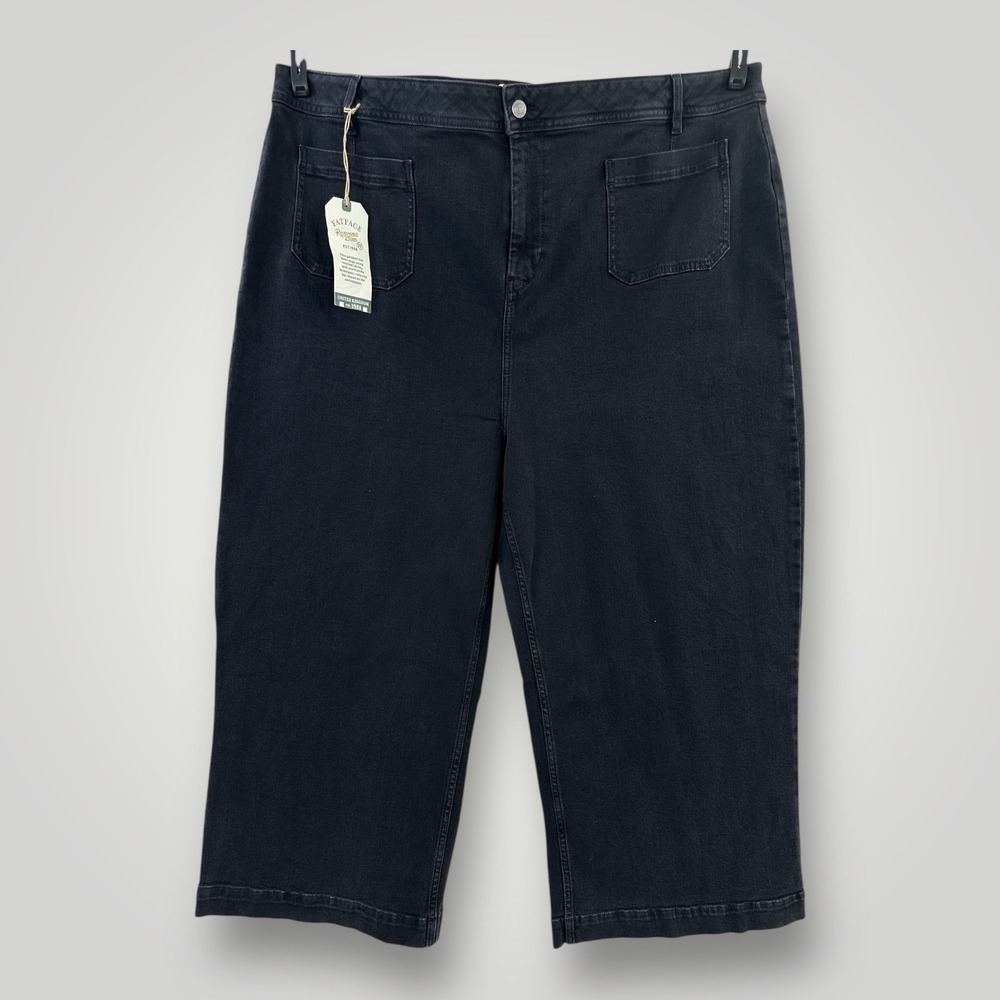 NEW $92 Fat Face Jeans Women 20‎ KESWICK WIDE ANKLE CROP Black Denim BAGGY Y2K